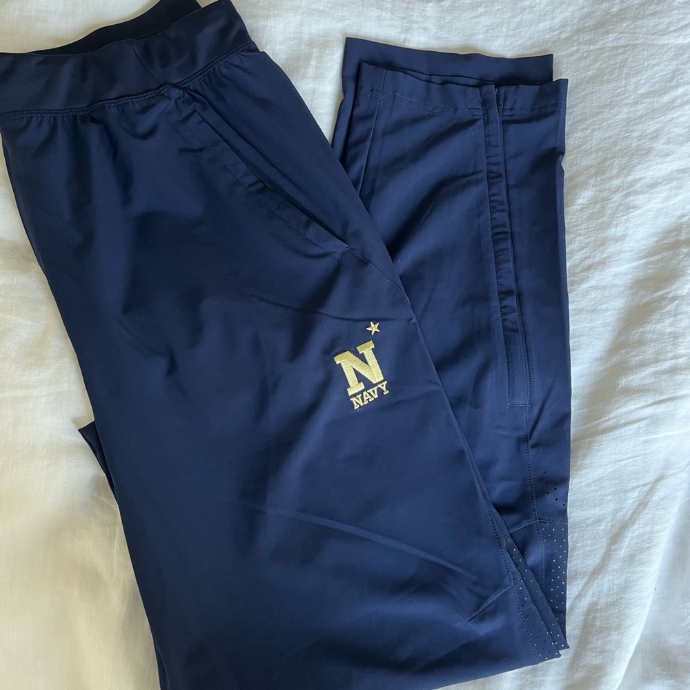 USNA Under Armour Mens Fitted Athletic Pants Joggers Tapered Zip Leg